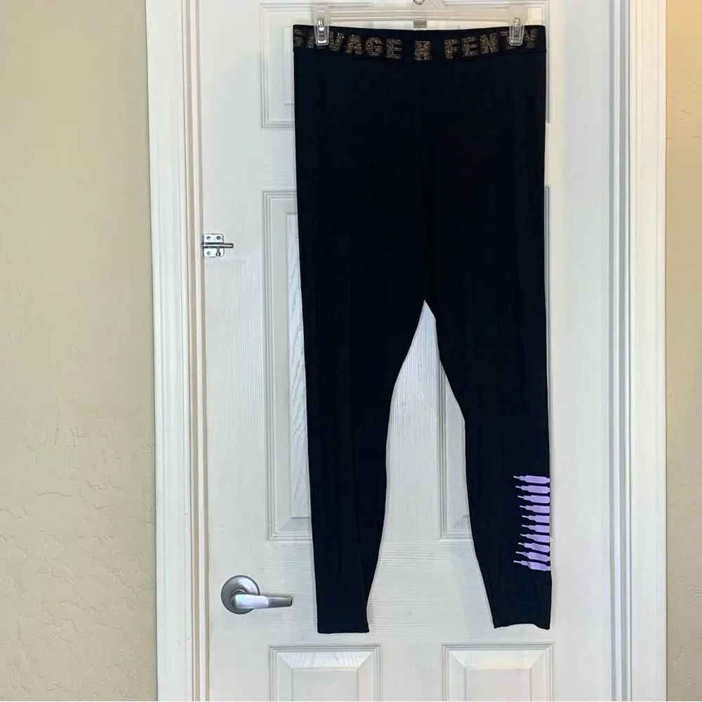 Savage X‎ Fenty Black Purple Logo High Rise Legging Size 2X - Picture 11 of 12